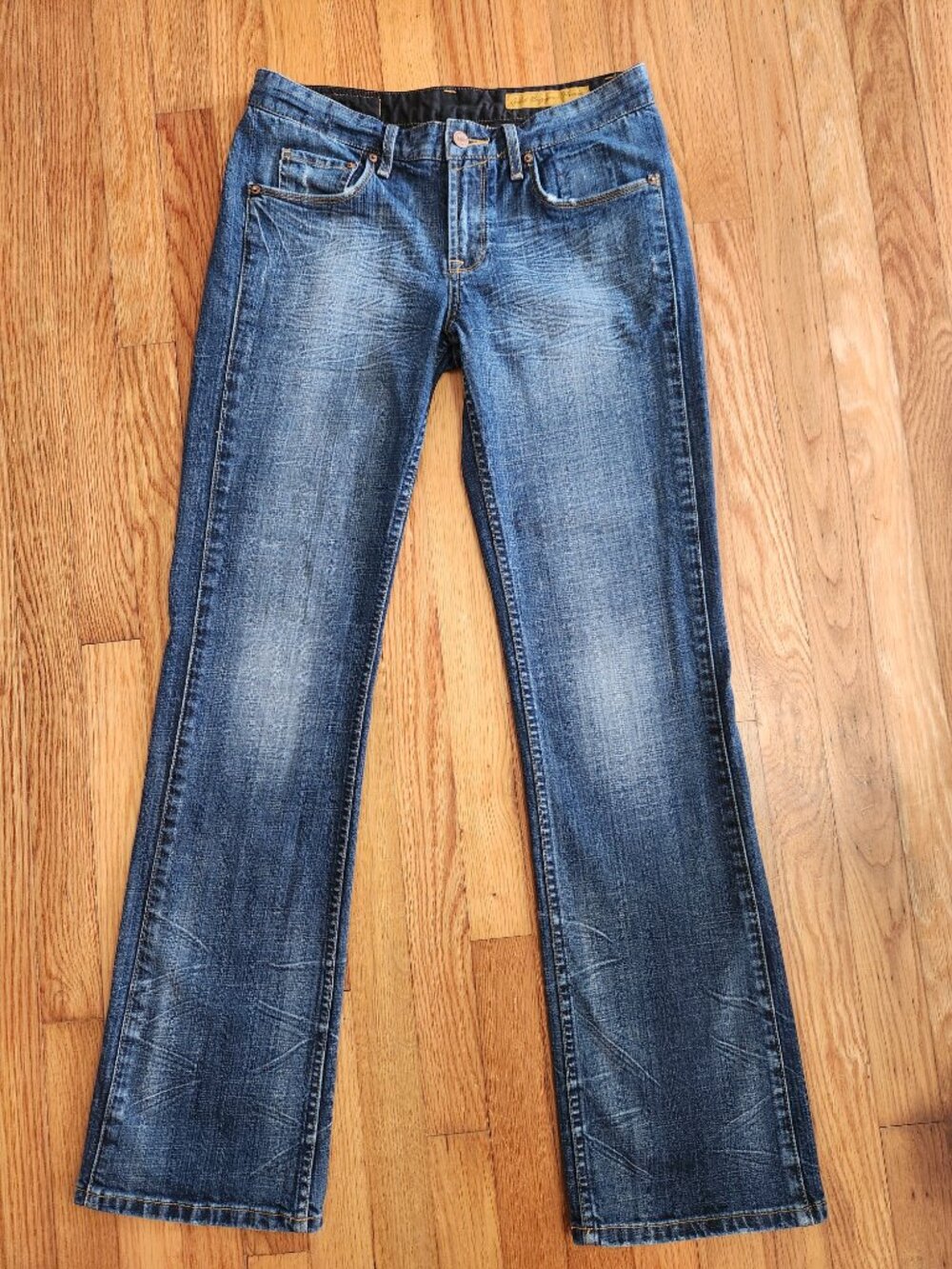 Seven7 Gold Digger Power Stretch Bootcut Jeans Women's Size 32 Blue Faded Wash